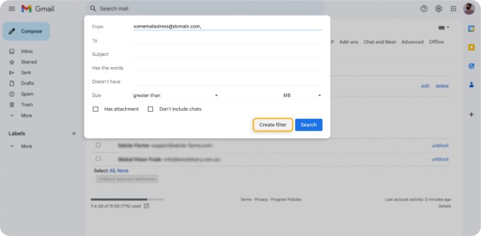 Gmail Create Filter